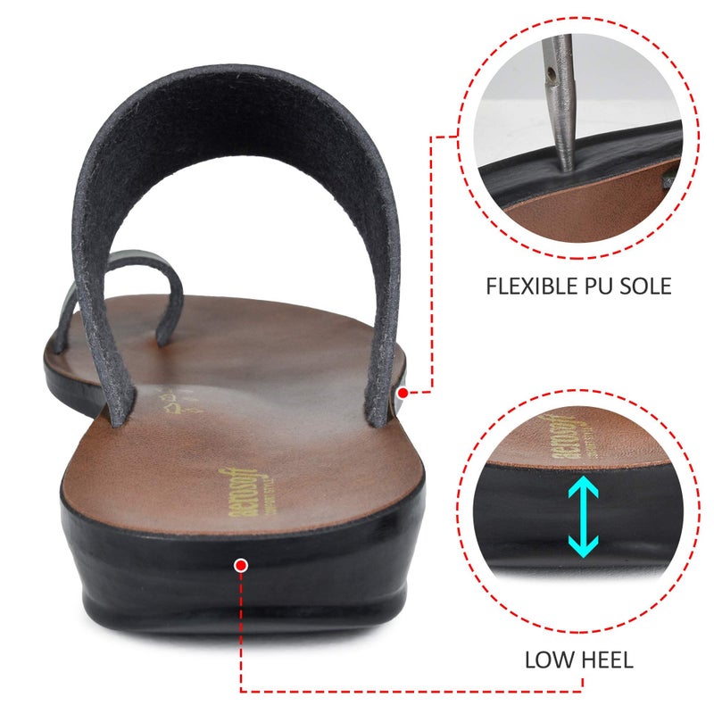 Aerosoft Comfortable Walking Summer Vacation Essentials Flat Sandals for Women (US 07, Veawil Green) - Image 4